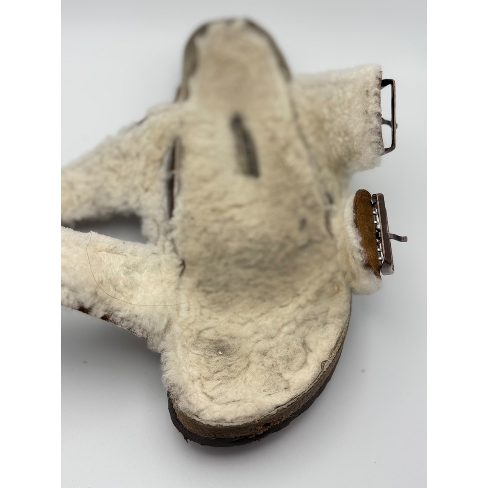 Birkenstock Arizona Shearling Suede Sandals Mink Brown 40 L9 M7 - Picture 8 of 9